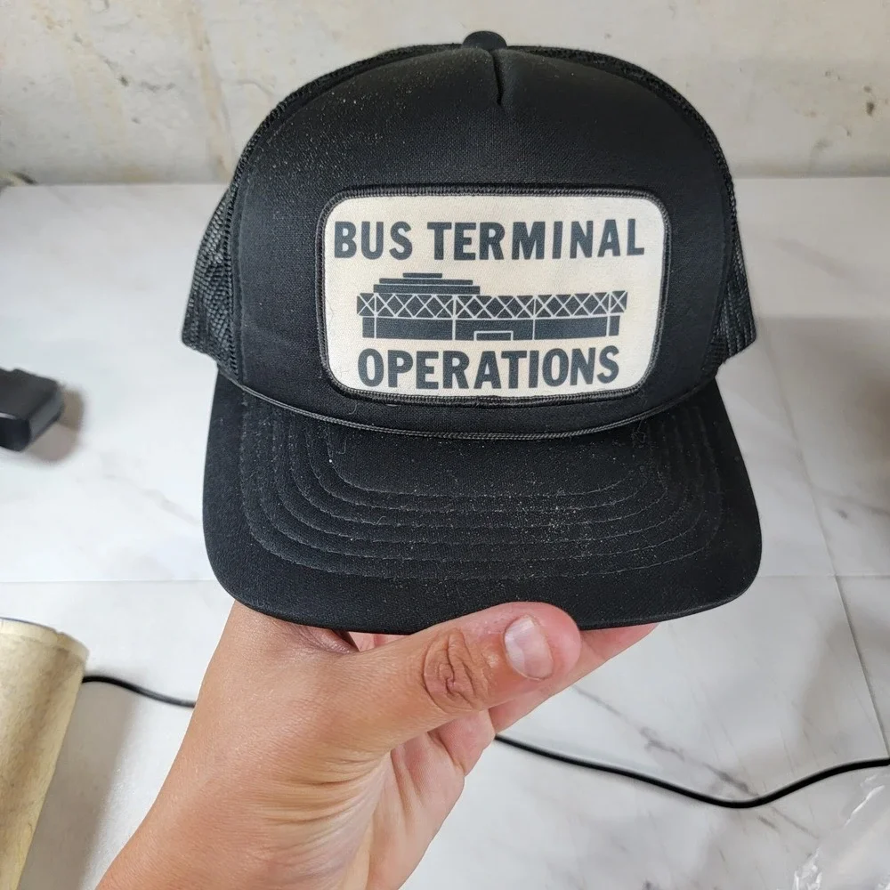 Vintage Bust Terminal Hat Black Snapback ‎ Cap Trucker Adjustable  Lined